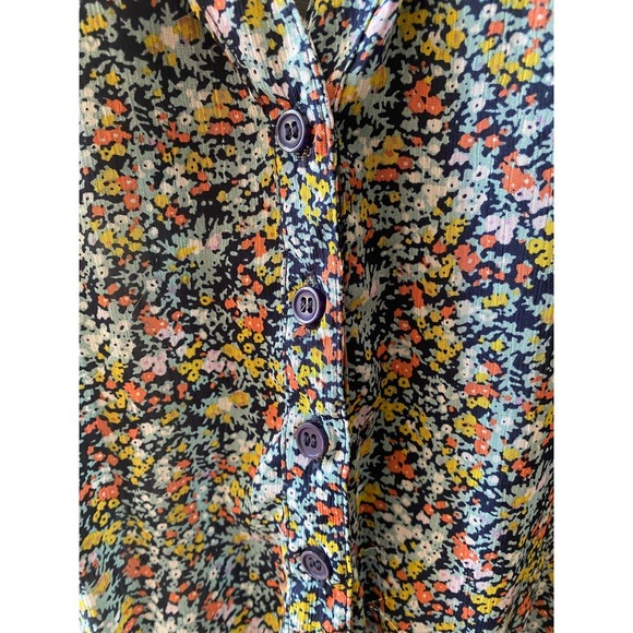 Womens 3/4 Sleeve Tunic Large Button Front Navy Floral by Mossimo - Picture 3 of 9